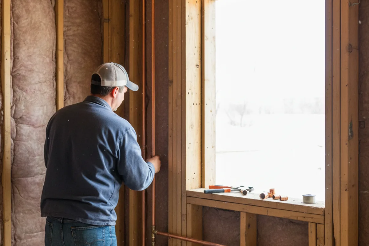 Licensed plumber running new copper supply lines in a Houston home