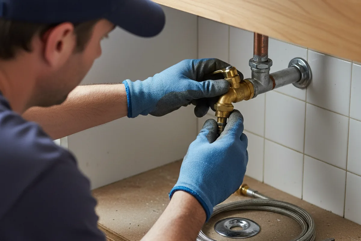 Shutoff valve and fitting work during Burst Pipe Repair in Houston